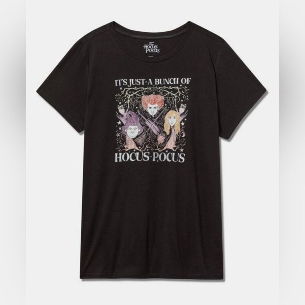 Torrid Hocus Pocus Classic Cotton Crew Tee Halloween Graphic Black Witch